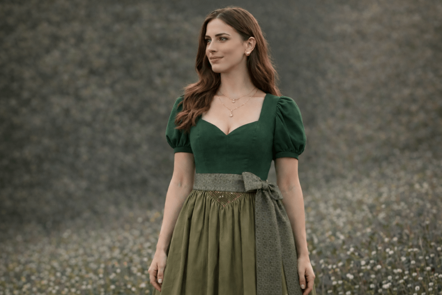 ADELE Dirndl Apron Olive Green 