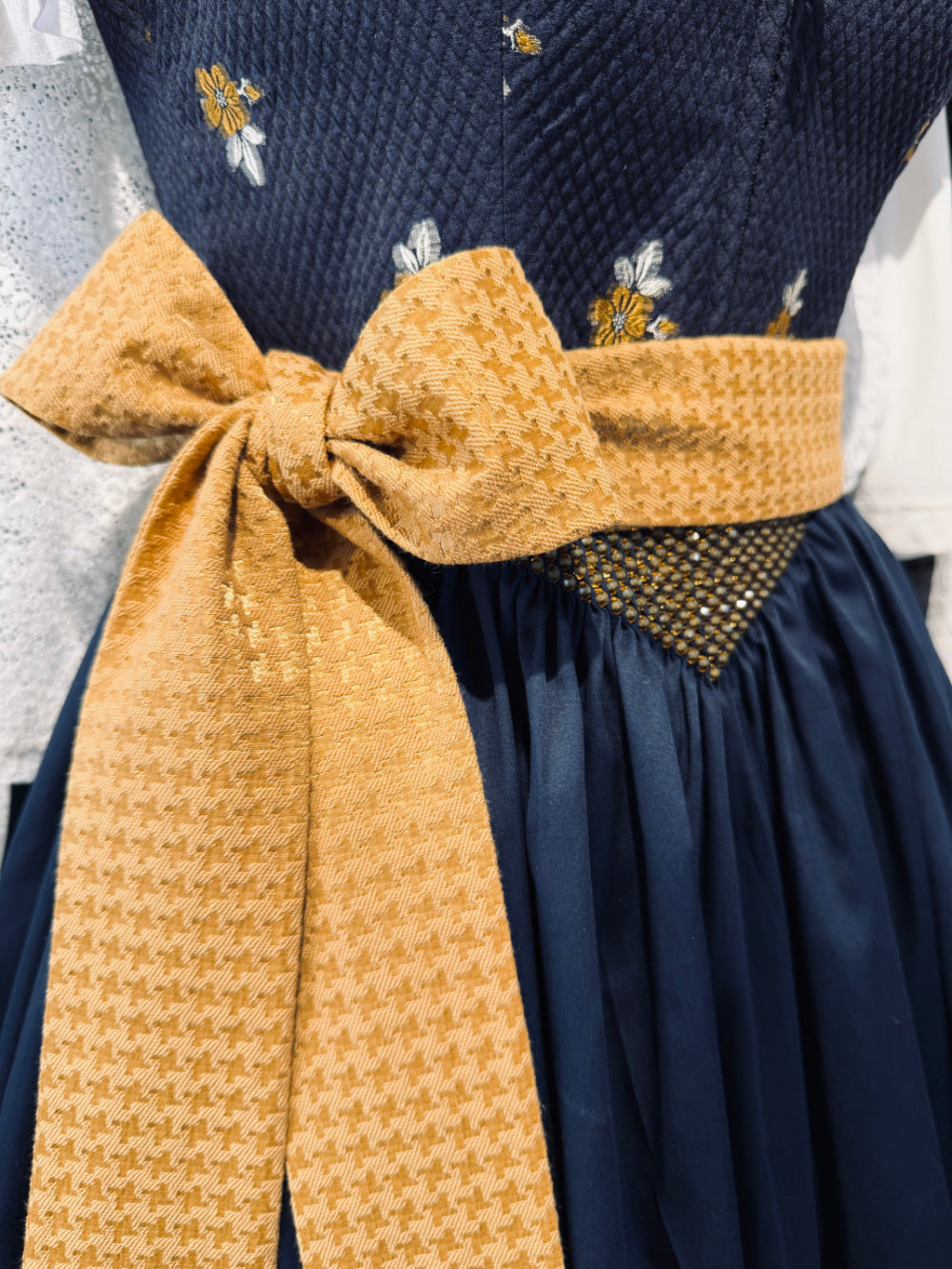 ADELE Dirndl Apron Olive/Baby Blue 