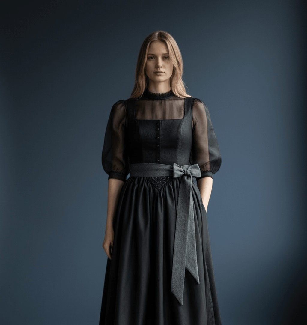 ADELE Dirndl Apron Black/Anthracite 