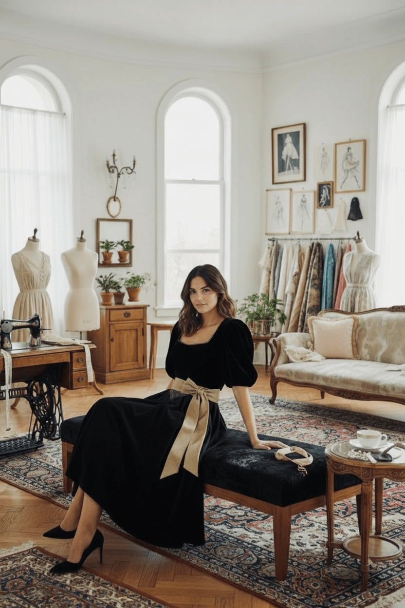 ADELE Black/Gold Dirndl Apron 