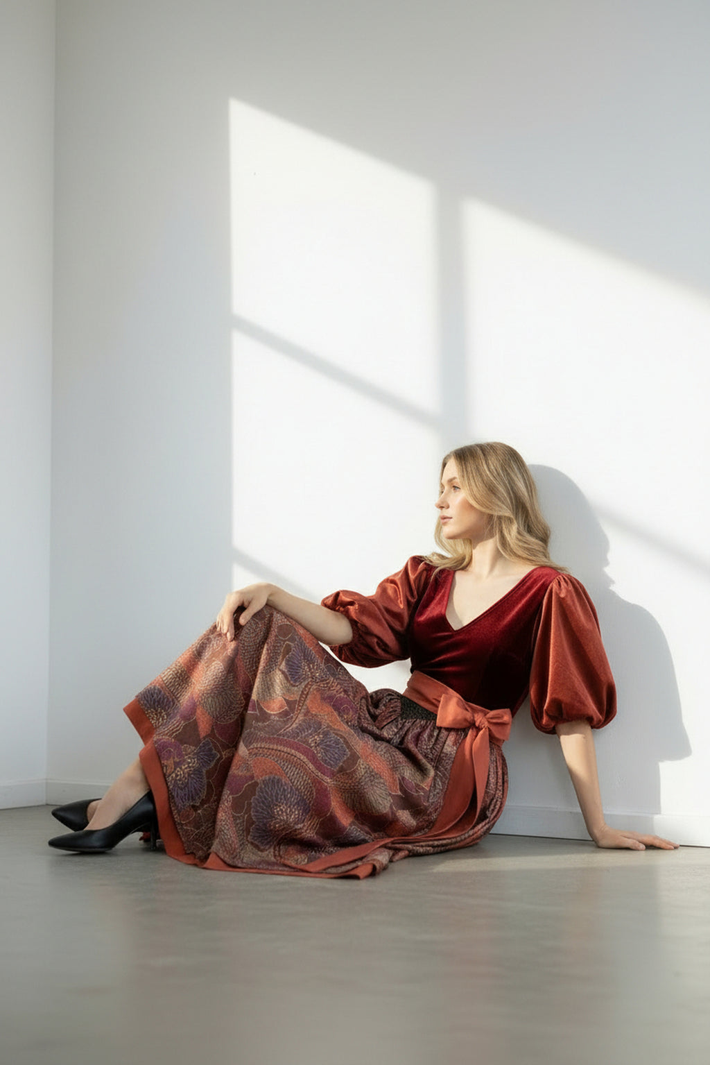 Dirndl apron LOUISE Terracotta/patterned 