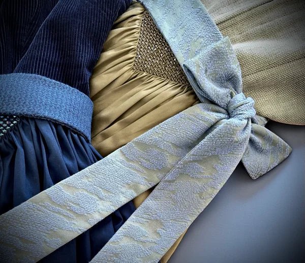 Dirndlschürze ADELE Olive/Babyblau