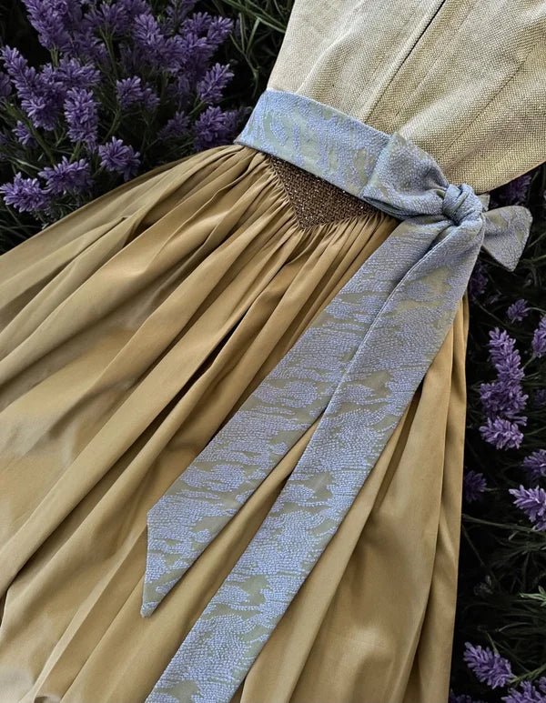 Dirndlschürze ADELE Olive/Babyblau