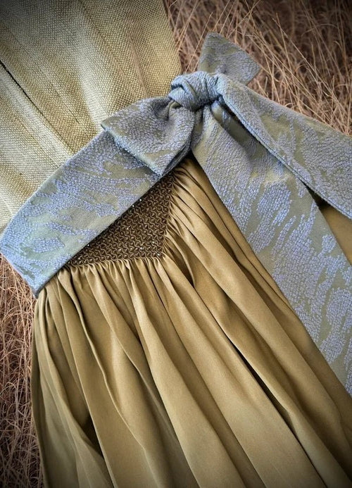 Dirndlschürze ADELE Olive/Babyblau