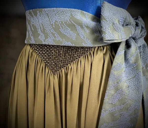 Dirndlschürze ADELE Olive/Babyblau