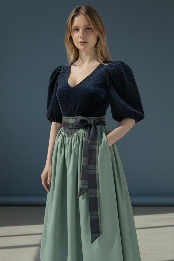 Dirndlschürze ADELE Tartan/Eukalyptus (grün)