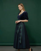 ADELE dirndl apron, tartan/navy blue