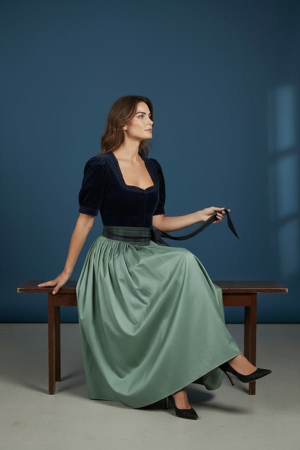 Dirndlschürze ADELE Tartan/Eukalyptus (grün)